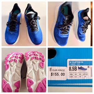 Hoka Clifton 10 Women's Shoes - Blue and Pink